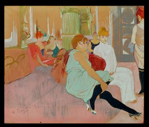 Rue des Moulinsin salongissa, 1894 (pastelli paperille). tekijältä Henri de Toulouse Lautrec